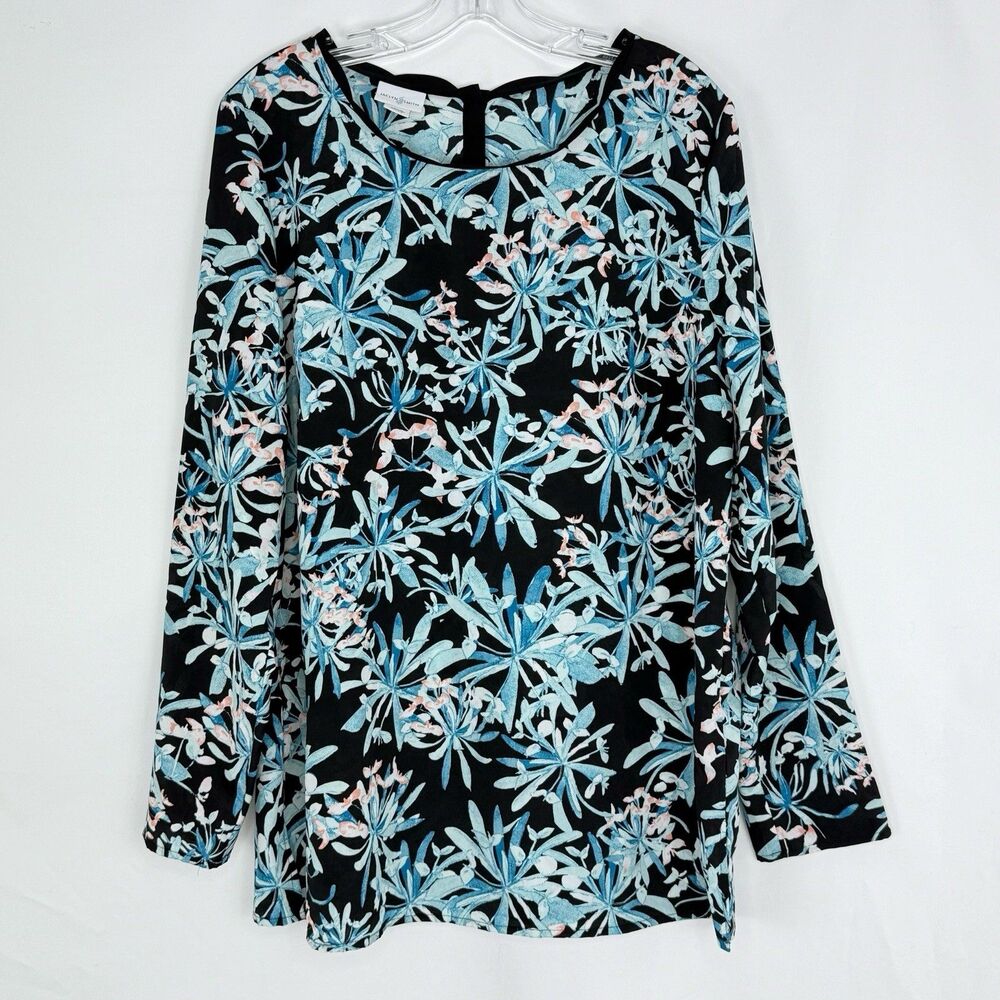 Jaclyn Smith Women Floral Print Long Sleeve Scalloped Neck Top Size XL - Picture 13 of 16